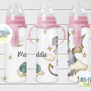 Dragon 8oz Baby Bottle Sublimation Design, Watercolor Dragon Baby Sublimation Design, PNG File, Instant Download, Tumbler Template