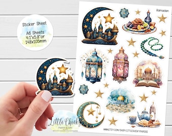 Sticker Bogen - Ramadan Sticker, Eid Sticker, Scrapbook Sticker, Journal Sticker, religiöse Sticker, Ramadan Sticker