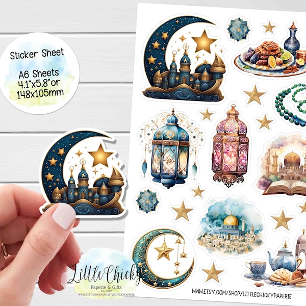 Sticker Sheet - Ramadan Planner Stickers, Eid Stickers, Scrapbook Stickers, Journal Stickers, Religious Stickers, Ramadan Stickers