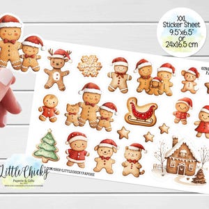 XXL Aufkleber Bogen - Lebkuchen Familie Aufkleber, Aufkleber für Planer, Aufkleber Urlaub, Scrapbook Aufkleber, Weihnachten