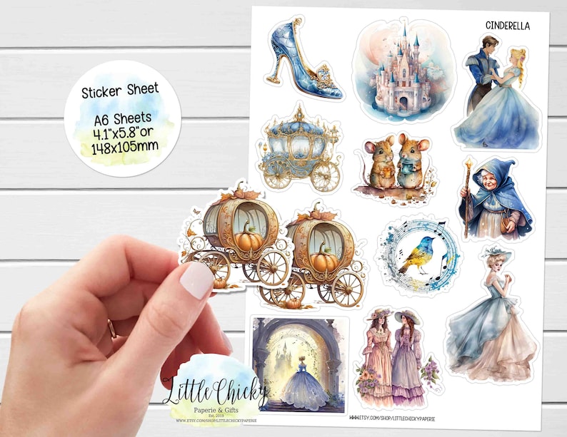 Sticker Sheet - Cinderella Stickers, Planner Stickers, Scrapbook ...