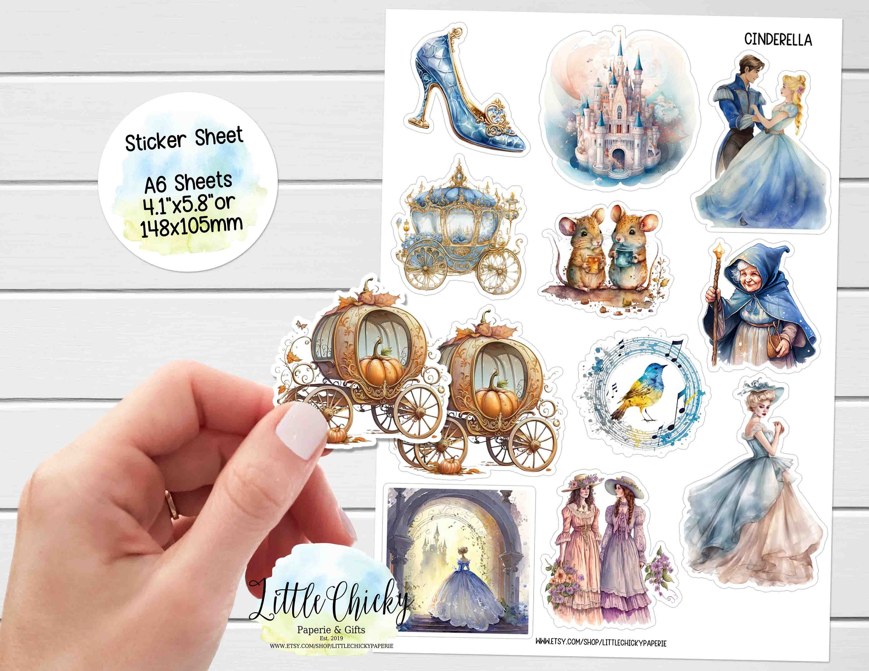 Disney Castle Bundle Set of 6 Disney Art Illustration Watercolor Bedroom  Nursery Decor 