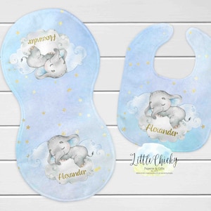 Blue Baby Elephant Sublimation Design, Baby Elephant Burp Cloth and Bib Sublimation Design, Baby Sublimation PNG File, Instant Download