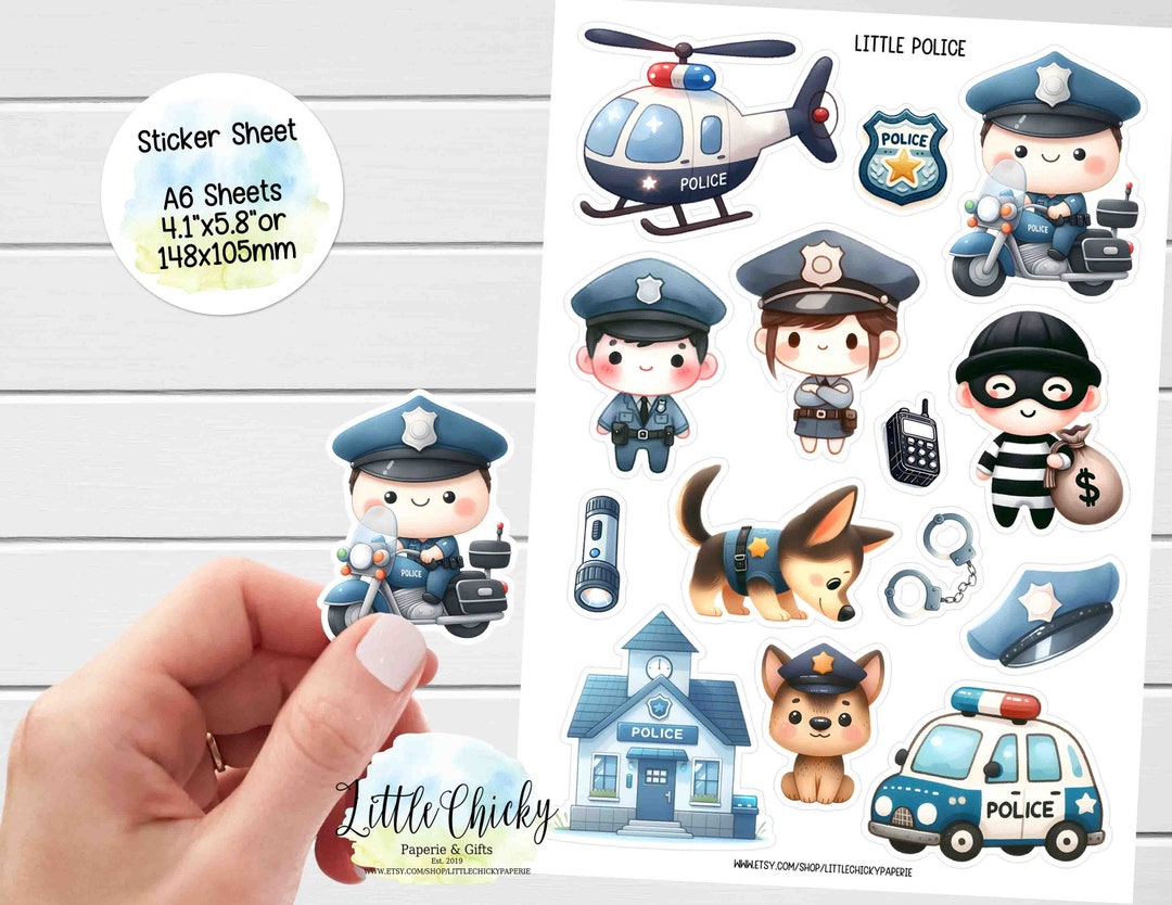 Sticker Sheet - Little Police Stickers, Planner Stickers, Police Themed ...