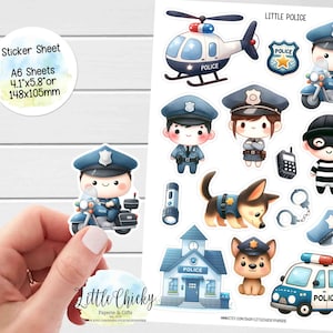 Sticker Bogen - Kleine Polizei Aufkleber, Planer Aufkleber, Polizei Aufkleber, Scrapbook Aufkleber, Journal Aufkleber