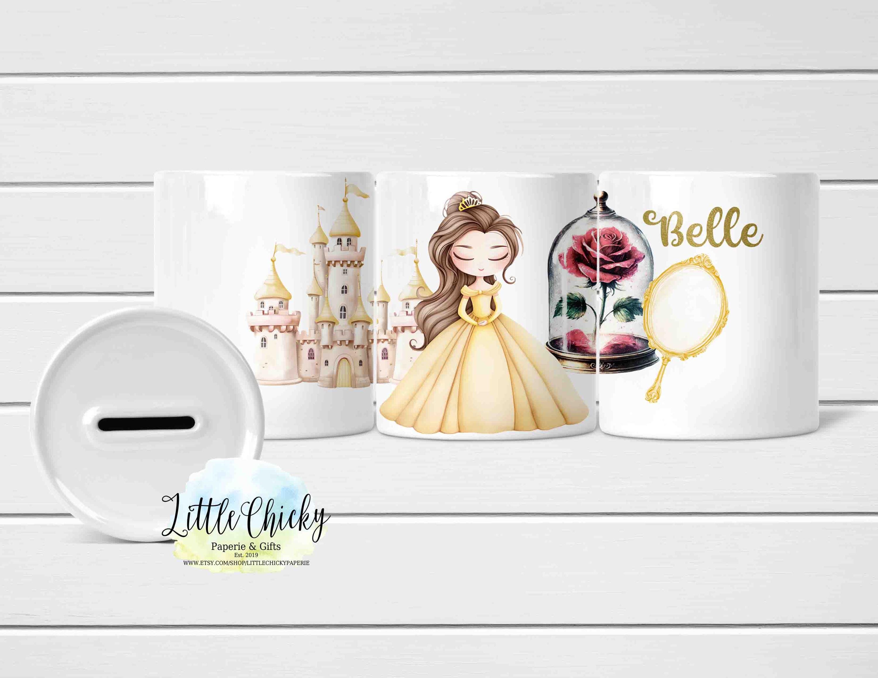 Princess Money Box, Beauty & the Beast Coin Bank Sublimation Design, Center Image, Instant Download, Sublimation Bank Template, PNG File