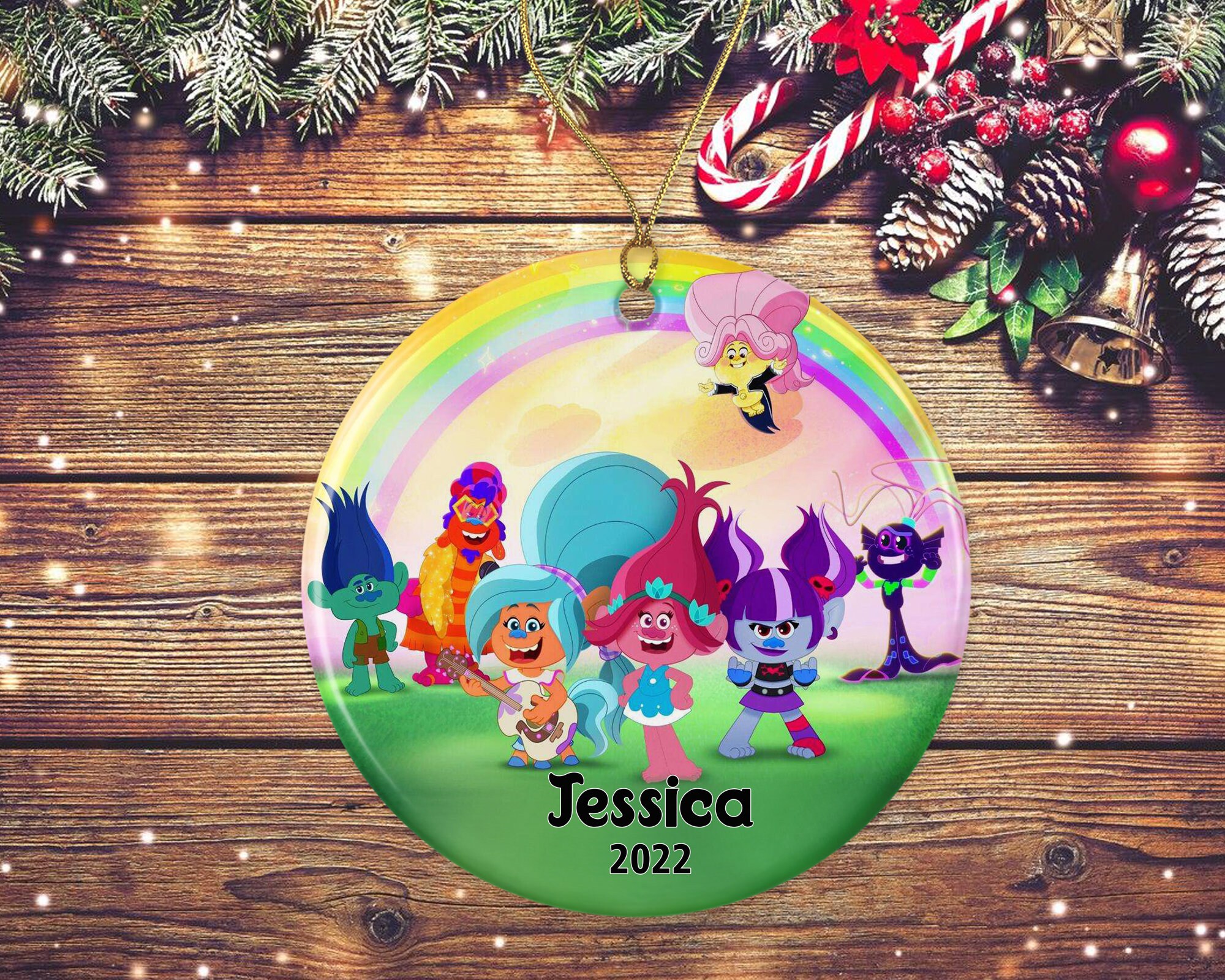 Personalized Trolls Christmas Ornament, Trolls Holiday Ornament