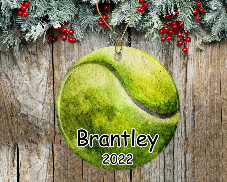 Personalized Tennis Ball Ornament Kids Christmas Ornament Etsy