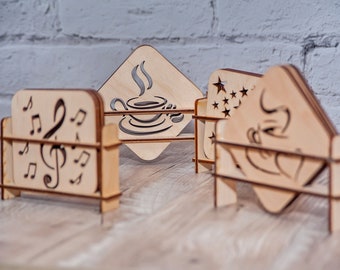 Laser Cut Wooden Coaster Set of 4, Drink Coasters