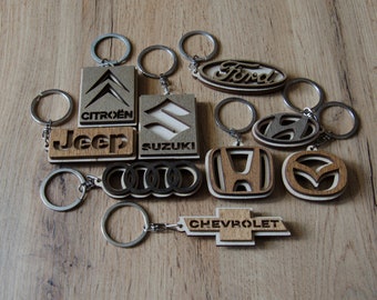 Car keychain, Wood keychain, Keychain, Gift for men, Gift for women, Accessories cars, Keychain car, Car logo.