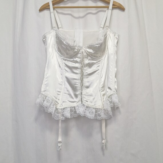 White Satin & Lace Vintage Corset, Bustier by Coqu