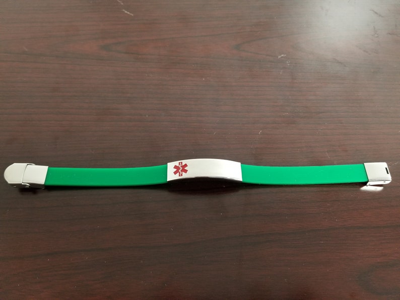 Personalized Adjustable Red Medical ID Bracelet Silicone Etsy