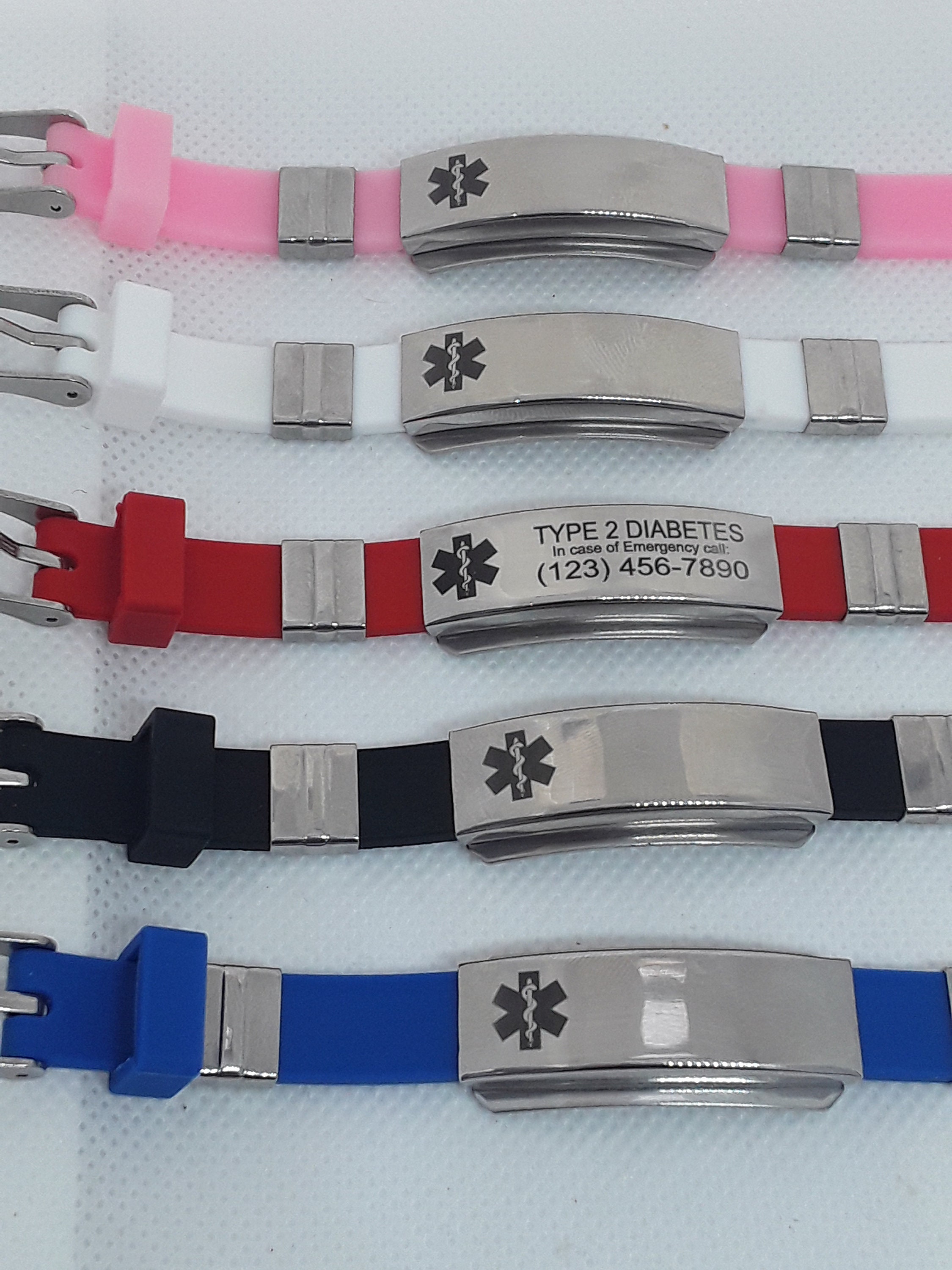 Personalized Adjustable Medical ID Bracelet Silicone Stainless Etsy Canada