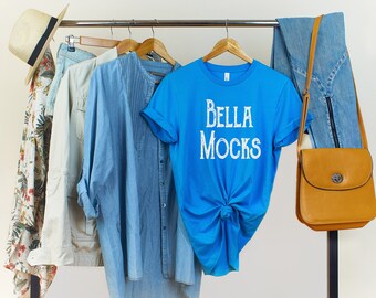Download Sky Blue T Shirt Mockup On White Background Real Shirt Etsy