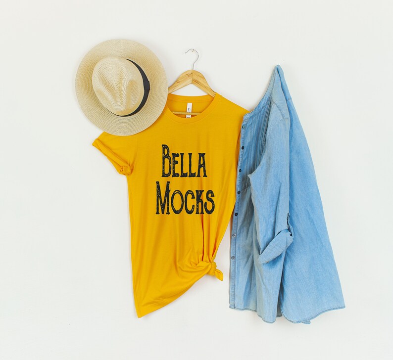 Bella Canvas Gold T Shirt Mockup T Shirt Mockup 3001 Gold Mockup Hanging Mockup Bella Canvas 3001 Mockup Gold T Shirt Mockup