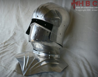 Sallet helmet with Bevor Gothic Style for LARP/Reenactment/Role Plays/Costume