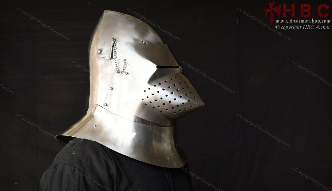 Medieval Great Helmet With 3 Different Visors for Etsy