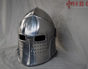 Visored Barbute Helmet LARP|COSPLAY|Reenactment|Costume|Events|Role plays|Gifts|Collections