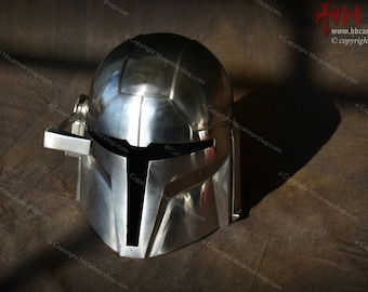 Metal Mandalorian Helmet Hybrid for LARP/Colletcions/Action Roleplays/Costumes | Hand Forged Metal Mandalorian Helmet cosplay |Costume|Gift
