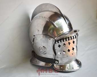 Hand Forged landsknecht burgonet helmet Interchangeable 3 Visor for SCA Medieval Combat | Medieval Reenactment|HEMA | SCA Helmet | Medieval