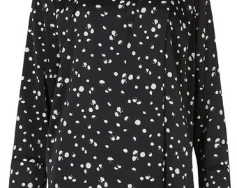 Ladies Women Black polka dotted Drape Shoulder Blouse UK Size 10 to 14