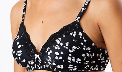 Ex M&S BOUTIQUE Ditsy Floral Underwired Plunge Bra Size UK 38H