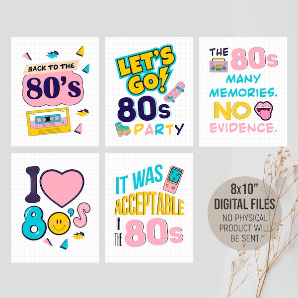 80s Theme Party Decorations, Back to the 1980s Fun Sign, 40th Birthday Table Decor, 80's Nostalgia Centerpiece, Digital Printable Download