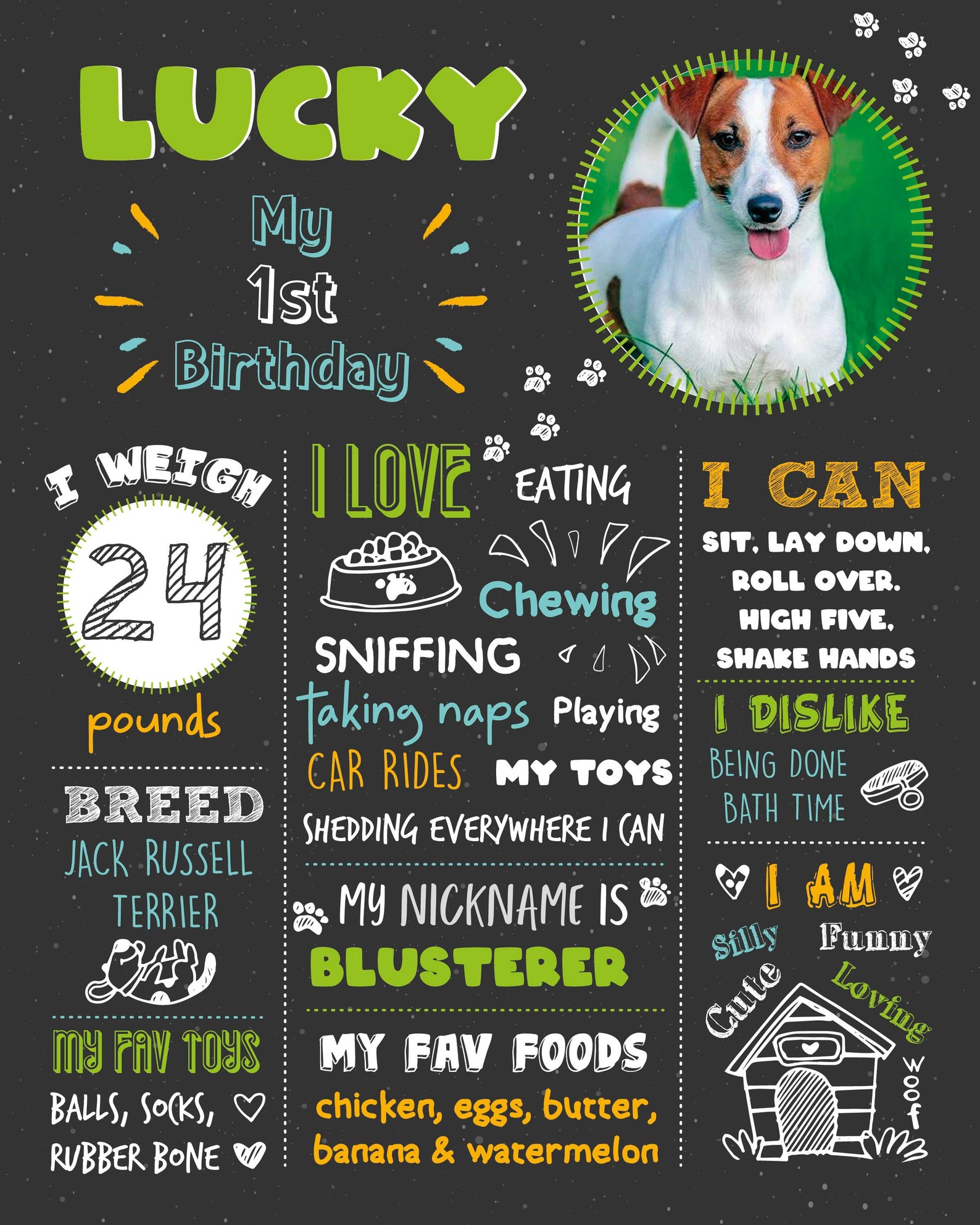 Dog Birthday Chalkboard Sign Puppy Dog Pet 1st Birthday Etsy