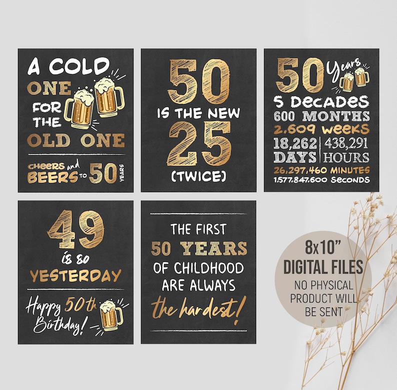Printable 50th Birthday Decorations Cheers and Beers to 50 - Etsy