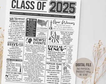 Class of 2025 Newspaper, Graduation Party Decorations, 2025 Senior Sign, Grad Party Decor, Time Capsule Box Idea, Digital Printable Download