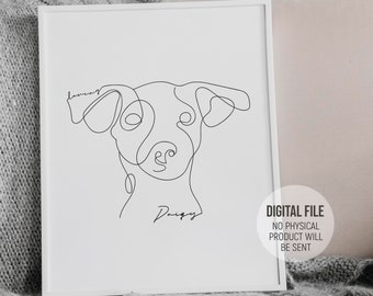 Line Pet Portrait, Dog Portrait Custom from Photo, Dog Mama Gift, Dog Portrait Illustration, Dog Print, Printable Digital File