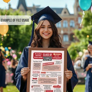 Jumbo-Graduationskarte 2025 – 50x32 Cm, Gästebuch Mit Umschlag, Party-Dekoration