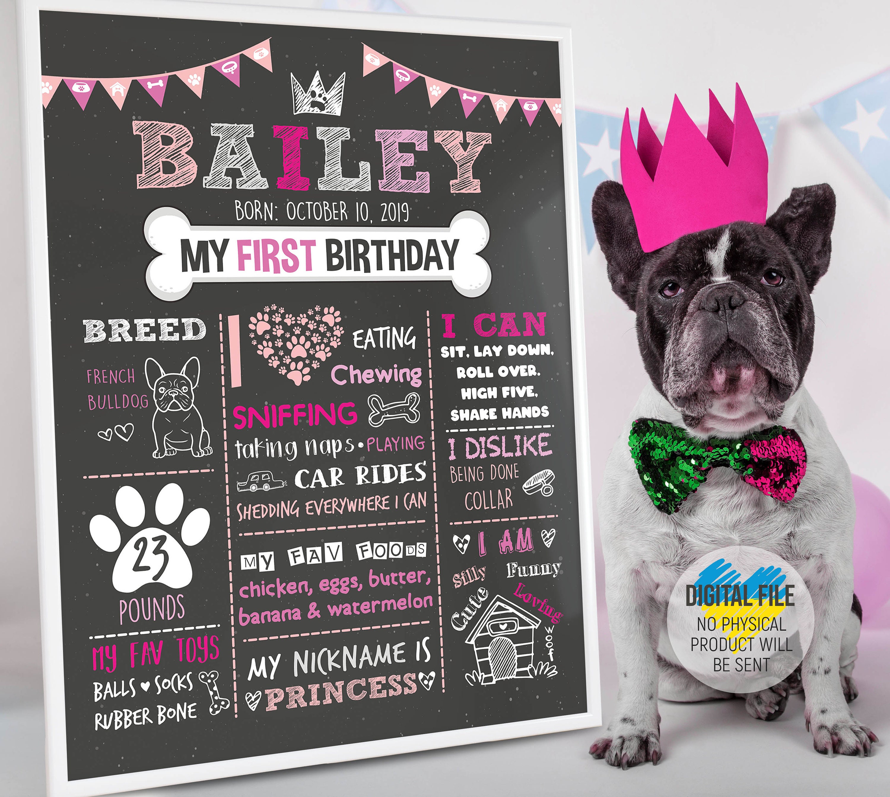 Pet 1st Birthday Chalkboard Dog Birthday Chalkboard Sign Dog Etsy 日本