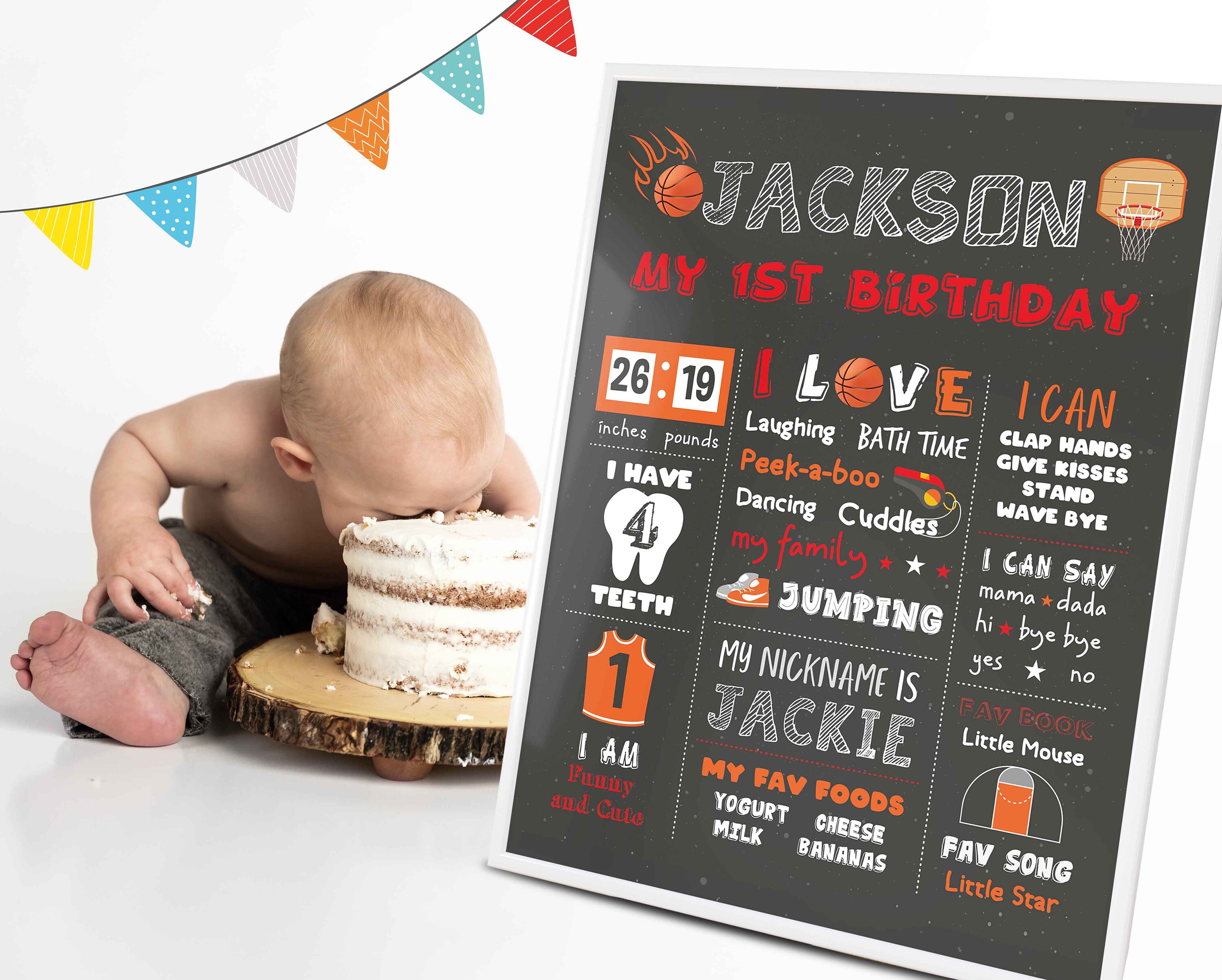 Basketball 1. Geburtstag Party Tafel personalisierte Etsy