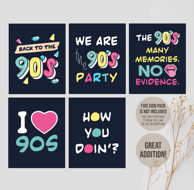 Back to the 90s Fun Facts Poster, 1990's Theme Birthday Party ...