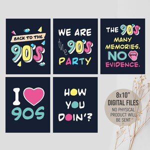 90s Theme Birthday Party Decorations, Back to the 1990s Fun Sign, 90s Nostalgia, 30th Birthday Table Decor, Digital Printable Download