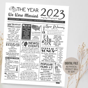2023 Wedding Time Capsule, Memory Wedding Gift, The Year We Were Married 2023, Newspaper Time Capsule, Digital Printable Download
