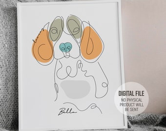 Retrato de perro minimalista Pintura personalizada de foto, Retrato de mascota personalizado, Regalo de mamá de perro, Dibujo de una línea de perro, Archivo digital imprimible
