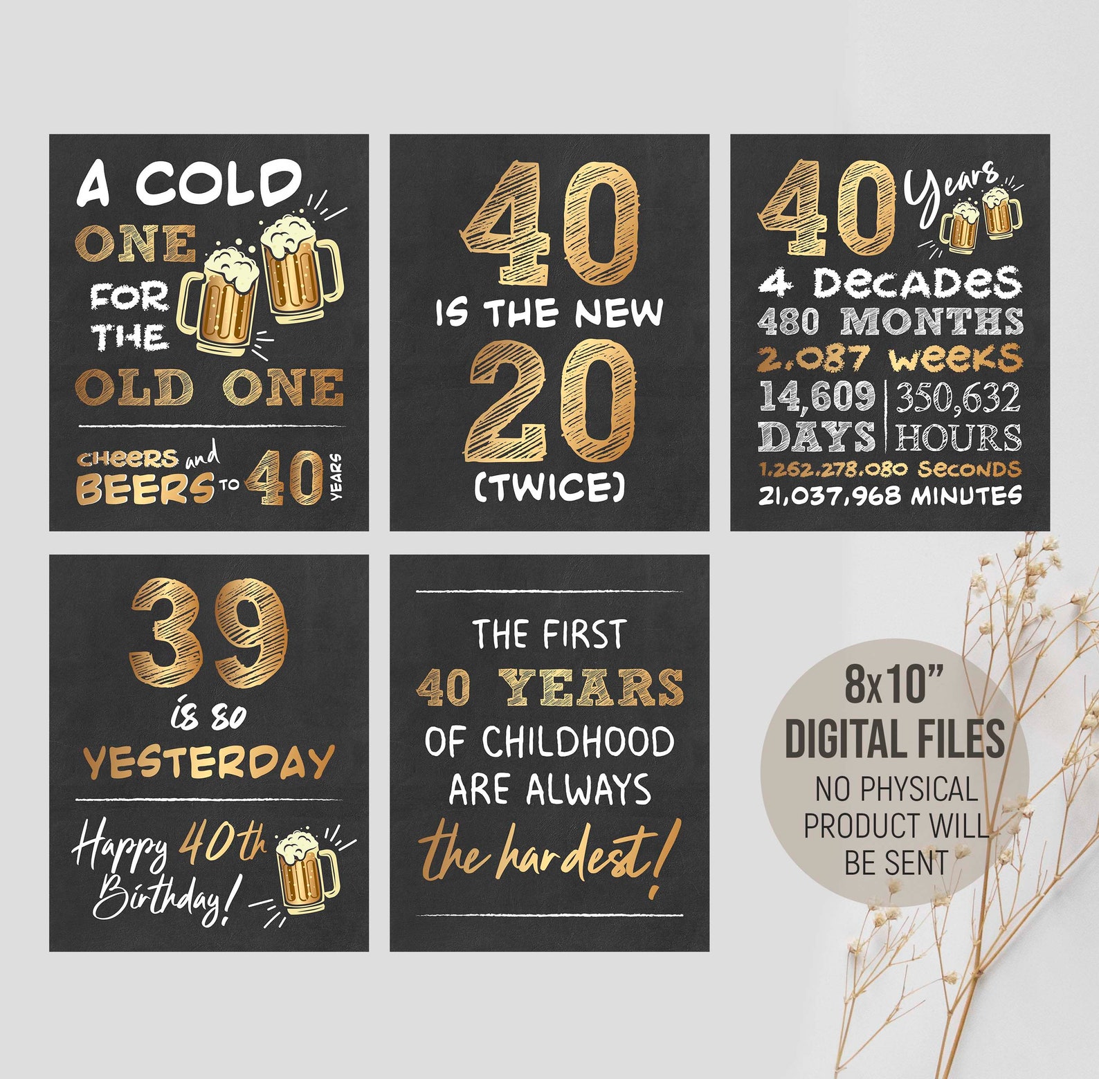 Printable 40th Birthday Decorations Cheers and Beers to 40 - Etsy