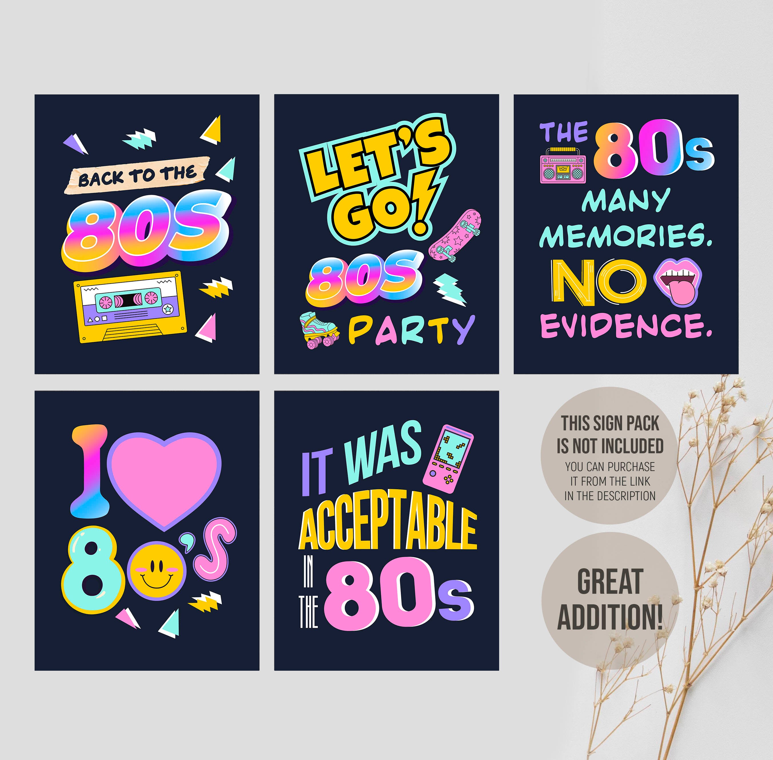Back to the 80s Theme Birthday Poster, 1980s Fun Facts Party Decoration ...