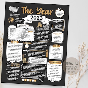 Back in 2023 in Review, 2023 Time Capsule, Class of 2023 Fun Facts, Keepsake Gift Birthday, Born in 2023 Sign, Digital Printable Download