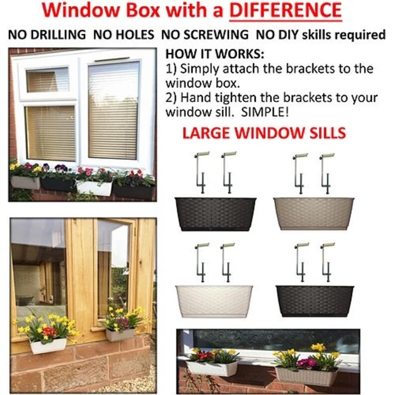 Window Box Cill Sill Fixings Brackets No Drill No Holes No Etsy Ireland
