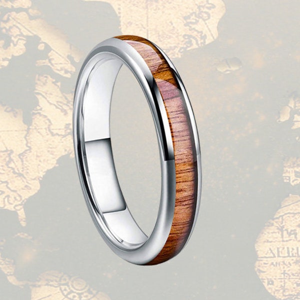 4mm Whisky Fass Ring Holz Eheringe Damen Ring, Holz Ring Herren Ehering Wolfram Ring, Bourbon Fass Herren Ring Paare Ring Set
