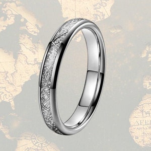 4mm Thin Meteorite Ring Mens Wedding Band Tungsten Ring, Meteorite Dainty Ring, Meteorite Wedding Bands Women & Mens Ring, Meteorite Rings