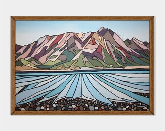 Sheep Mountain (Thechal Dhal), Parc national et réserve de parc national Kluane, Yukon Print, Peinture minimaliste, Canada, Art mural, Peinture de paysage