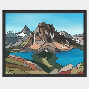 Sunburst Peaks, Mount Assiniboine Provincial Park, British Columbia Print, Minimalist Painting, Canada, Fine Art Prints, Landscape Painting