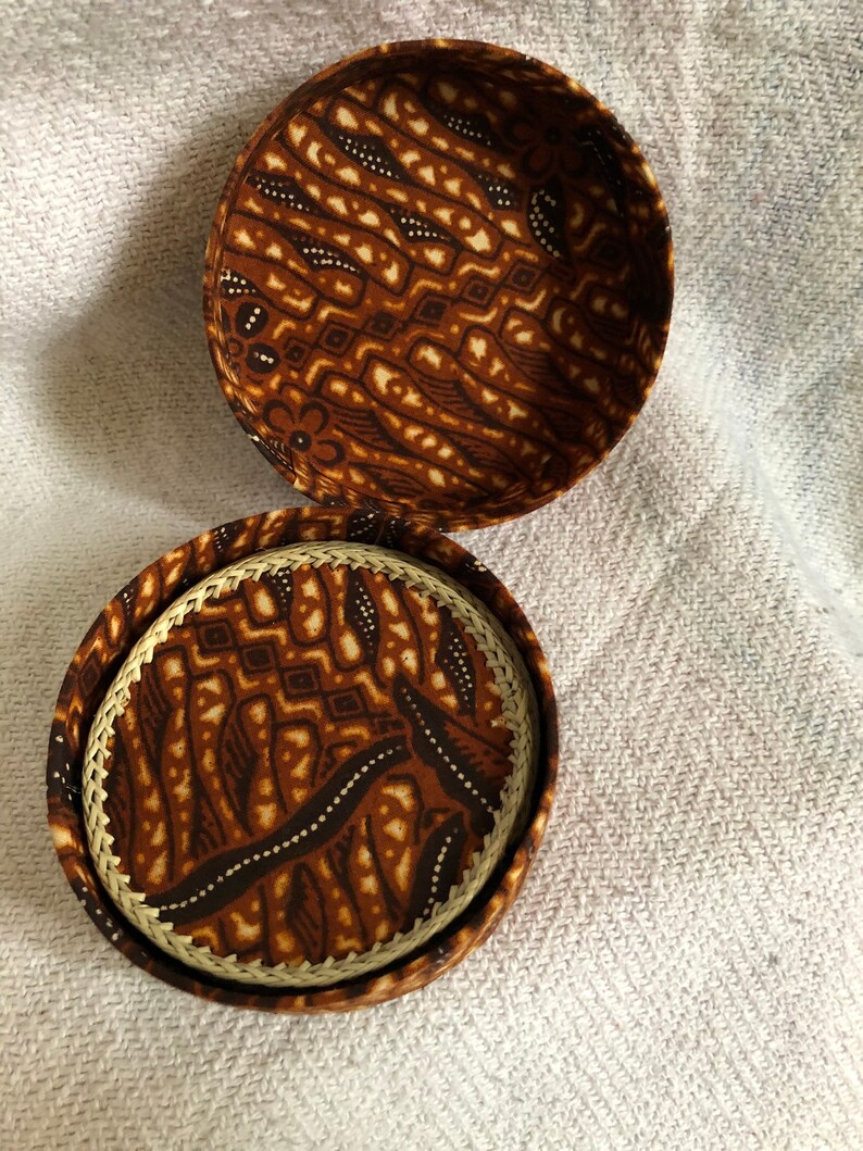 Vintage 1970s80s90s Cloth Coaster Set