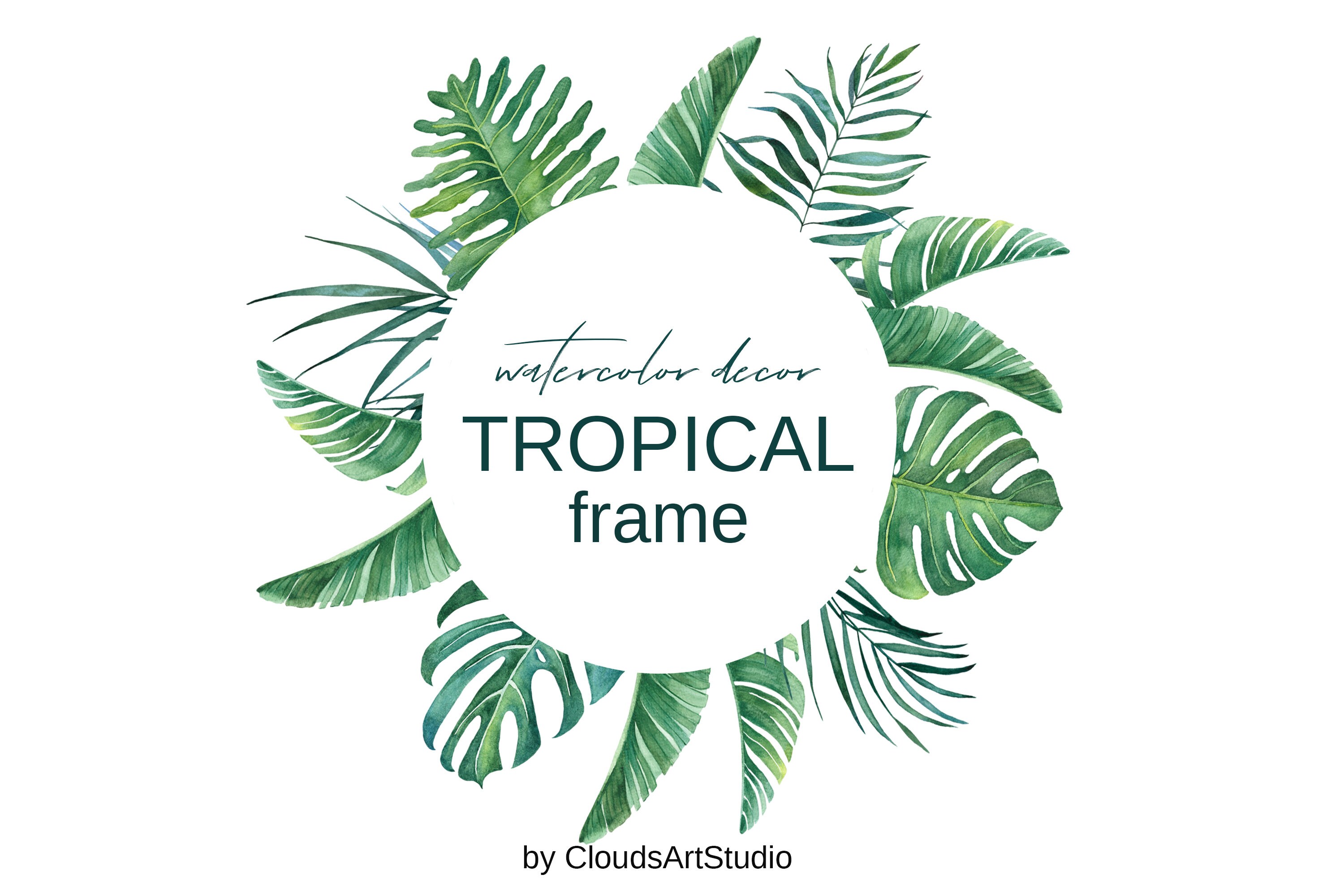 Watercolor Tropical Frame / Tropical Leaves / Digital Paper / | Etsy