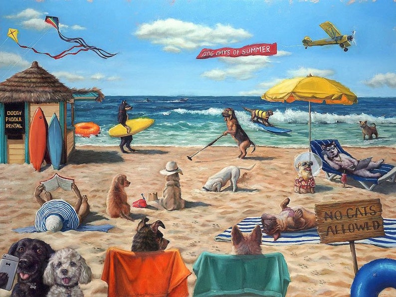 Dog Beach Art Print Etsy