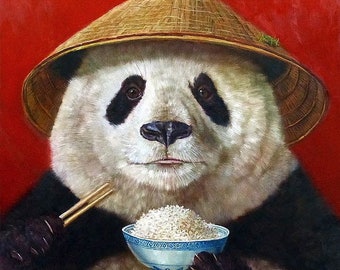 Panda Poster Chinese Panda Rice Bowl 